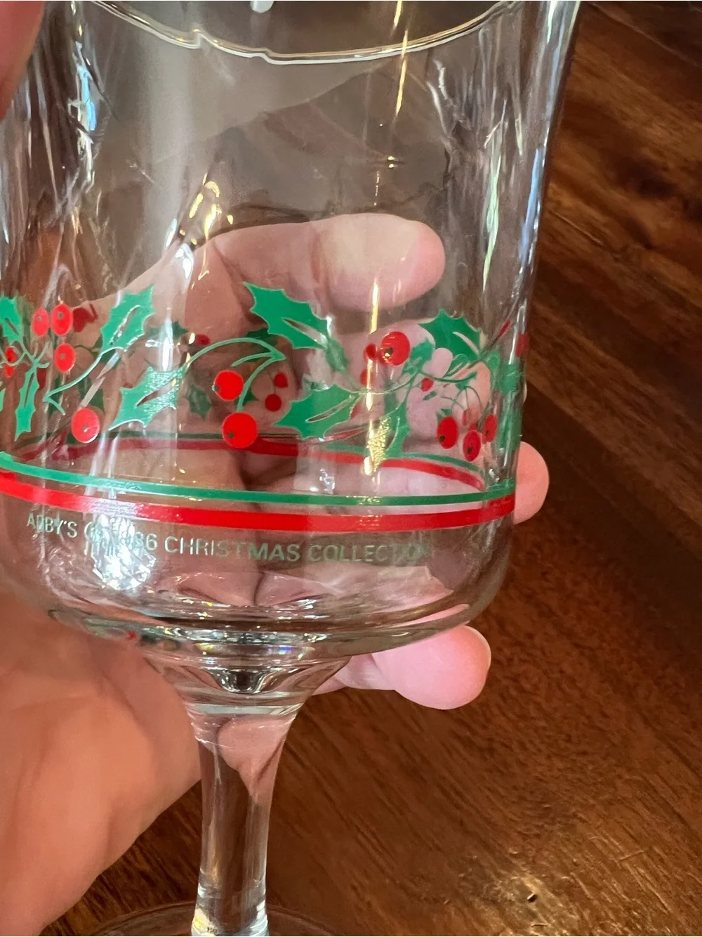 Festive Short Stem Goblets with Red Berry & Green Foliage Accent
